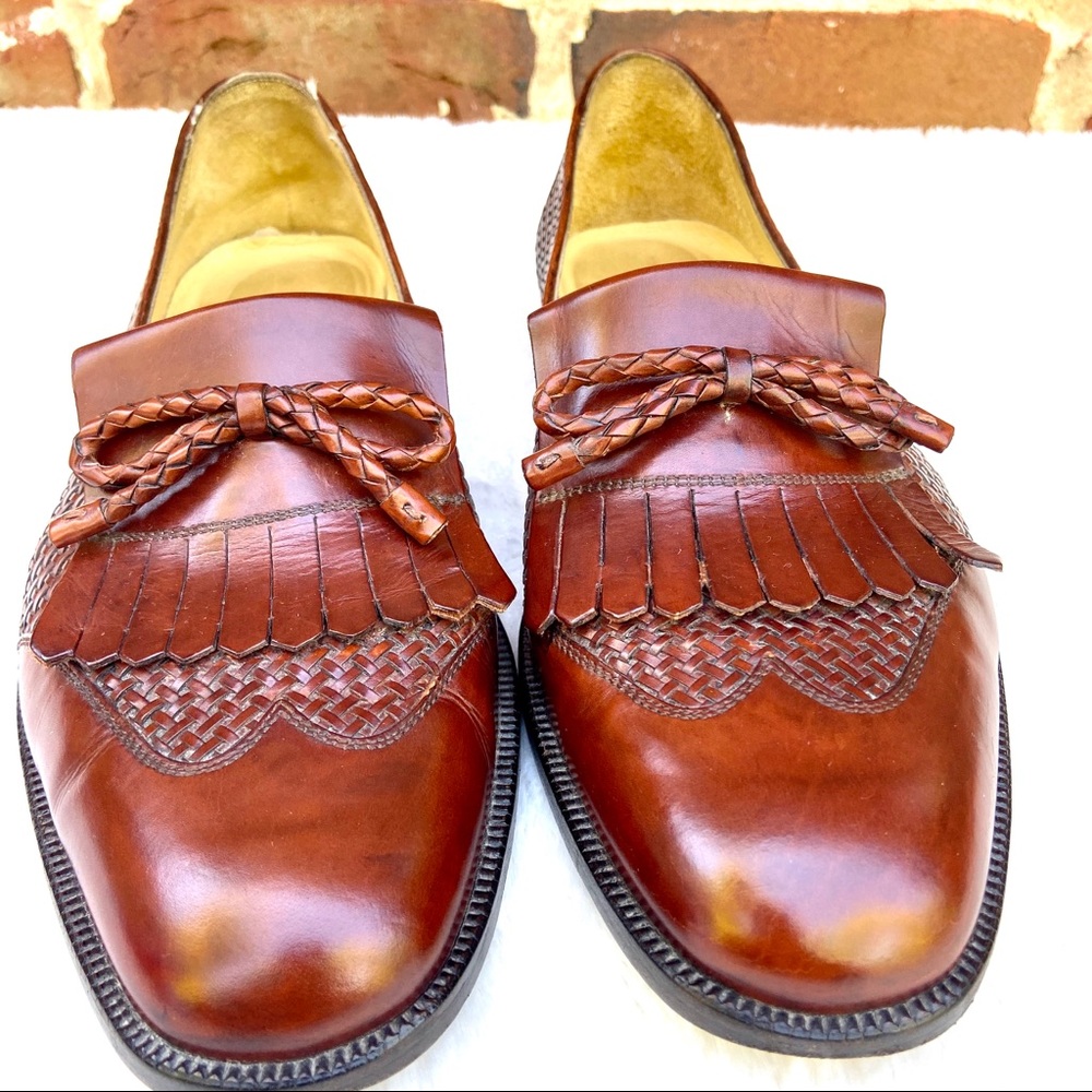 COLE HAAN Walnut Leather Woven Tasseled Loafer - Picture 5 of 8